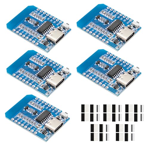 ESP8266 Entwicklungsboard, Mini NodeMCU ESP8266 ESP-12-Modul 4 MByte WLAN-WiFi-Entwicklungsplatine, CH340G, mit Typ-C-USB-Anschluss, kompatibel mit Arduino（5 Stück） von QIQIAZI