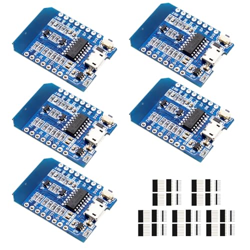 ESP8266-Entwicklungsboard, Mini NodeMCU WiFi ESP8266-12F CH340G WLAN-Modul mit CH340G, mit Micro-USB-Anschluss, kompatibel mit Arduino（5 Stück） von QIQIAZI