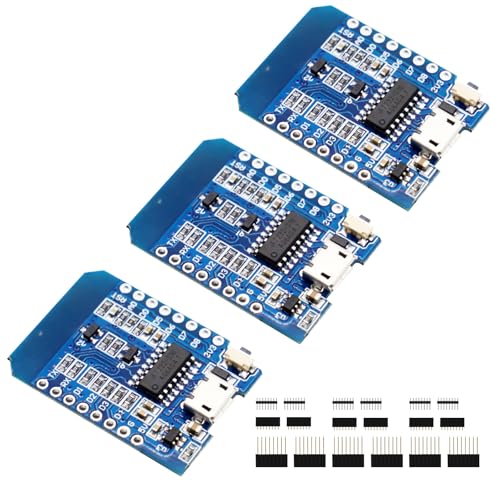 ESP8266 Entwicklungsplatine, Mini NodeMCU WiFi ESP8266-12F CH340G WLAN-Modul mit CH340G, mit Micro-USB-Anschluss, kompatibel mit Arduino (3 Stück) von QIQIAZI