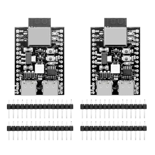 Für ESP32-C3 Modul,für ESP32-C3-1 Core Entwicklungsplatine,Mini ESP32-C3FN4 2.4G WiFi + Bluetooth 5.0 (LE) Entwicklungsboard mit Dual Typ-C Interface für Arduino(2 Stück) von QIQIAZI
