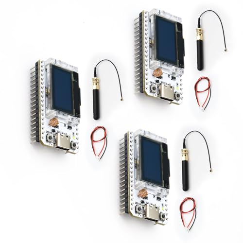 LoRa ESP32 Entwicklungsplatine,Meshtastic LoRa V3 ESP32 Modul mit OLED Display und Antenne,Dual-Core 240MHz Bluetooth WiFi USB C ESP32 IOT Board 863 928MHz für Arduino(3 Stück) von QIQIAZI