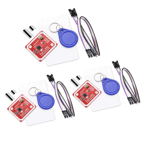 QIQIAZI 3 Stück PN532 NFC NXP RFID-Modul V3 Kit Reader Nahfeldkommunikationsleser-Modul-Kit I2C SPI, mit S50 weißer Karte, kompatibel mit Arduino QIQIAZI 3 Stück PN532 NFC NXP RFID-Modul V3 Kit Reader Nahfeldkommunikationsleser-Modul-Kit I2C SPI, mit S50 weißer Karte, kompatibel mit Arduino von QIQIAZI