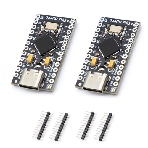 QIQIAZI Pro Entwicklungsplatine, Pro 32U4, 5V/16MHz Mikrocontroller, 2 Pin Header, Typ C Schnittstelle, Arduino-kompatibel (2 Stück) von QIQIAZI