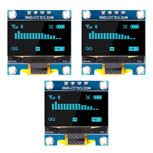 QIQIAZI 0,96 Zoll OLED Display I2C Modul,3PCS I2C Display Modul 128 x 64 Pixel I2C Bildschirm Anzeigemodul kompatibel mit Arduino und Raspberry Pi(Blau) von QIQIAZI