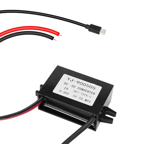 QIQIAZI 10–90V auf 5V 5A 25W Spannungswandler, DC-DC Abwärtswandler USB-C Step-Down-Netzteil Konverter Modul, Buck Converter Netzteil Kompatibel mit Raspberry Pi, Cellphone, Auto von QIQIAZI