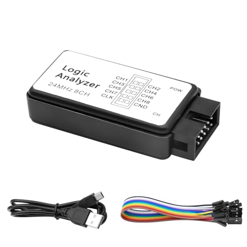 QIQIAZI USB Logic Analyzer 8 Kanäle 24MHZ 5PF mit USB-Kabel und Anschlusskabel kompatibel mit Arduino QIQIAZI USB Logic Analyzer 8 Kanäle 24MHZ 5PF mit USB-Kabel und Anschlusskabel kompatibel mit Arduino von QIQIAZI