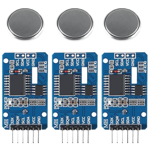 RTC IIC Precision Clock Modul, QIQIAZI Echtzeit-Modul Uhr RTC Sensor mit Batterie kompatibel mit Arduino (3 Stück) von QIQIAZI