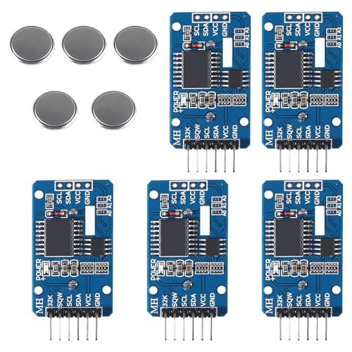 RTC IIC Precision Clock Modul, QIQIAZI Echtzeit-Modul Uhr RTC Sensor mit Batterie kompatibel mit Arduino (5 Stück) von QIQIAZI