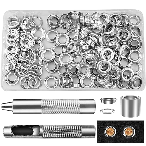 Grommet Werkzeug Kit Tülle Ösen Scheiben Set 10mm Planenösen Schlagösen für DIY Stoff Leder Planen Markisen Zelte Tasche Vorhänge Schuhe Kleidung 100Sätze (22mm) von QIQN