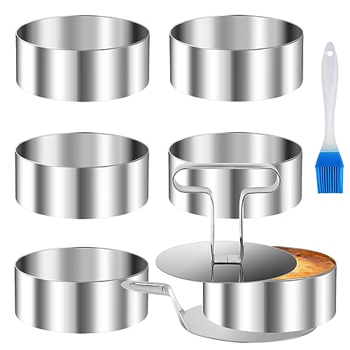 QIQN Dessertringe Set Speiseringe Edelstahl 8cm Tortenring Klein Dessertring Speisering mit Stampfer Heber mit Silikonbürste für Desserts Kuchen DIY 8 Stück QIQN Dessertringe Set Speiseringe Edelstahl 8cm Tortenring Klein Dessertring Speisering mit Stampfer Heber mit Silikonbürste für Desserts Kuchen DIY 8 Stück von QIQN