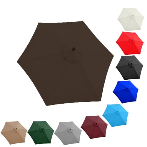 QIQVIV Sonnenschirm Bespannung Regenschirm Ersatzbezug 6/8 Rippen Ampelschirm Bezug Sonnenschirm Ersatzteile(Brown,(6Rib) 3.0m/118in) von QIQVIV