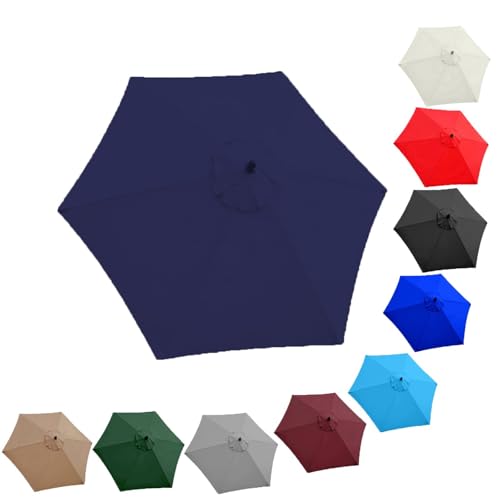 Sonnenschirm Bespannung Regenschirm Ersatzbezug 6/8 Rippen Ampelschirm Bezug Sonnenschirm Ersatzteile(Navy blue,(6Rib)2.7m/106in) von QIQVIV