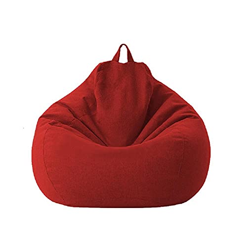 QIROG Bohnenbeutel abdecken Lazy-Sofa-Sessel Beatpack-Schutzhülle Sack für Erwachsene und Kinder japanische Tatami-Stoff Wohnkultur-Rot_100X120cm von QIROG