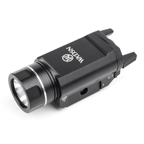 QIRUIMY T-1 HL Taktische Taschenlampe, 3 Modi, Konstant/Momentan/Storbe Light für 20mm Picatinny Schiene von QIRUIMY