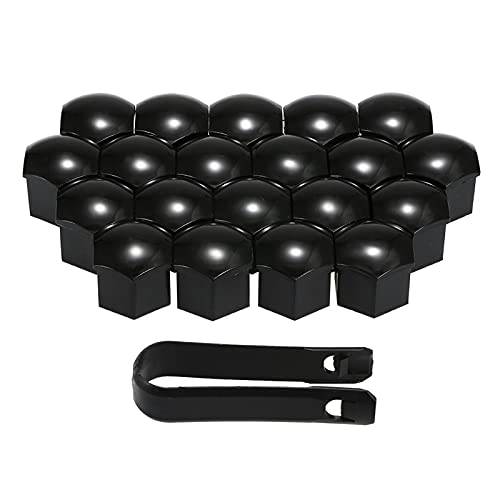 QISUO Radmutterkappen, 20pcs Universal 17mm Radmutter Abdeckungen Überzug Radmutter Kappen Schraubenschutz Schwarz von QISUO