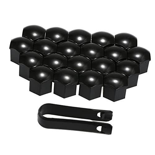 QISUO Radmutterkappen, 20pcs Universal 21mm Radmutter Abdeckungen Überzug Radmutter Kappen Schraubenschutz Schwarz von QISUO