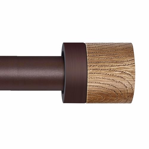 Bronze-Gardinenstangen für Fenster, 122 bis 213 cm, verstellbare Gardinenstangen mit Holzmaserung, robuste dekorative Gardinenstange für Schlafzimmer, Küche und Terrasse von QITERI