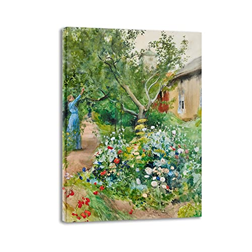 Bilder Leinwand Carl Larsson Berühmte Gemälde Wandkunst "Gartenszene aus Marstrand" Reproduktion Druck auf Leinwand Wandkunst Bild 40x60cm Kein Rahmen von QITEX