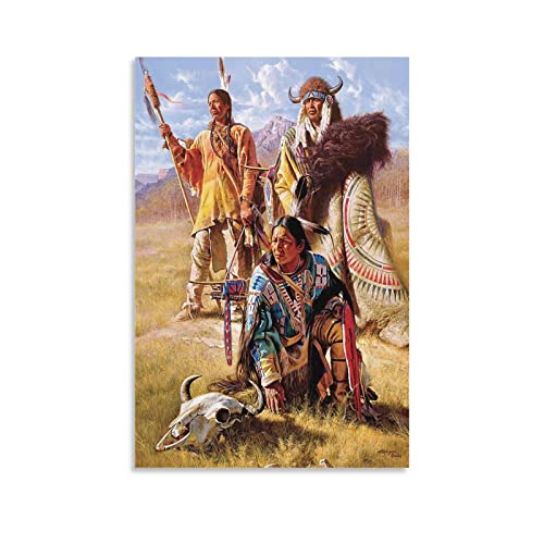 QITEX Abstrakte Bilder 30x40cm Kein Rahmen Vintage Poster Native American Indian Vintage Home Room Bar Bar Shop Cafe Wanddekoration Leinwand Kunstdrucke Leinwand Bild von QITEX