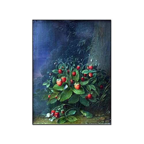 QITEX Bilder Leinwand Vintage Gemälde Poster von John Adam Schlesinger Wilde Erdbeeren Leinwand Gemälde poster & kunstdrucke Wand Bilder Bilder 30x40cm(Kein Rahmen) von QITEX