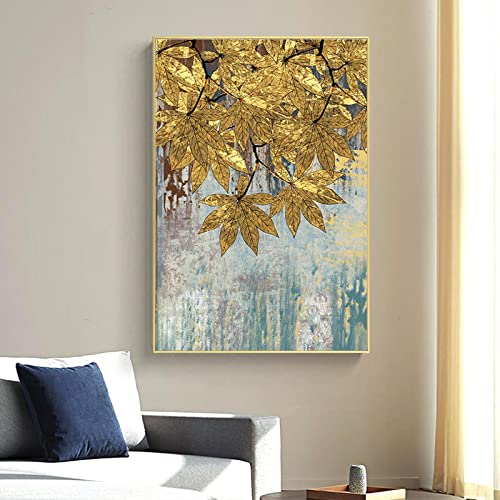 QITEX Bilder Poster Kunstdrucke & Skulpturen 40x60cm Kein Rahmen Goldenes Blatt Leinwand Bild Abstrakte Gemälde poster & kunstdrucke Gold Wall GemäldeBilder für Wohnzimmer Gang Dekoration von QITEX