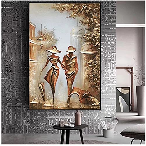 QITEX Bilder Schlafzimmer Wunderbare Liebe romantisches Paar zu Hause Gemälde interessante Leinwand an der Wand Gemälde Bild Wohnzimmer Dekoration Leinwand Gemälde 50x70cm Kein Rahmen von QITEX
