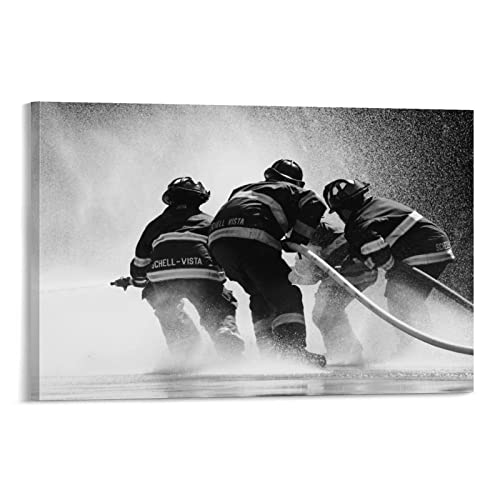 QITEX Bilderdruck Leinwand Moderne Schwarz-Weiß abstrakte Gemälde Gewidmete Feuerwehr Bild Poster Leinwand Bild Gemälde an der Wand geeignet 30x40cm(Kein Rahmen) von QITEX