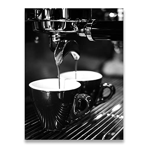 QITEX Bilderwand (50x70cm) Kein Rahmen Kaffee Poster Schwarz Weiß Essen Trinken Küche Wand Bilder Kunstdrucke Einfache Leinwand Bild Bild Esszimmer Dekor von QITEX