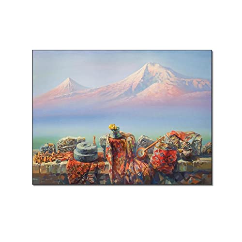 QITEX Bilderwand 50x70cm (Kein Rahmen) Ölgemälde Poster Seelenvolle und bunte Ararat Leinwand Bild poster kunstdrucke Wand Bilder Bilder für Wohnzimmer Schlafzimmer Dekor von QITEX