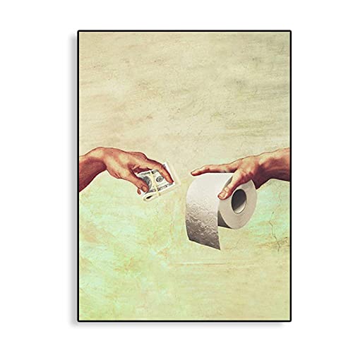 QITEX Leinwand Bilder Groß Wohnzimmer 30x40cm (Kein Rahmen) Kostbares Toilettenpapier Lustige Hand Gottes und Adam Wandbild Poster Kunstdruckee leinwand bilder Wand Bilder Dekor Zimmer Wohnkultur von QITEX