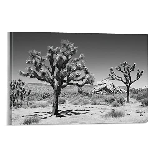 QITEX Modern Drucke auf Leinwand Wüstenlandschaft Wand Bilderdrucke Vintage Schwarz und Weiß Joshua Tree Leinwand Bild Wüste tropische Leinwand Poster Kunstdruckee Wanddekor 40x60cm (Ungerahmt) von QITEX