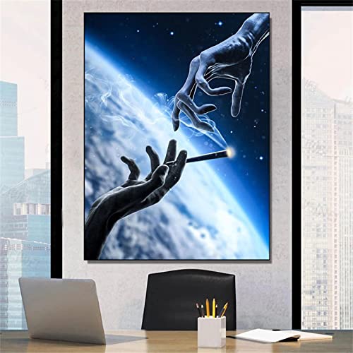 QITEX Poster & Kunstdrucke Drucke auf Leinwand Vast Universe Hand Give Zigaretten Gemälde Wandkunst Poster und Drucke Bild Sofa Hintergrund Wohnkultur 40x60cm Kein Rahmen von QITEX