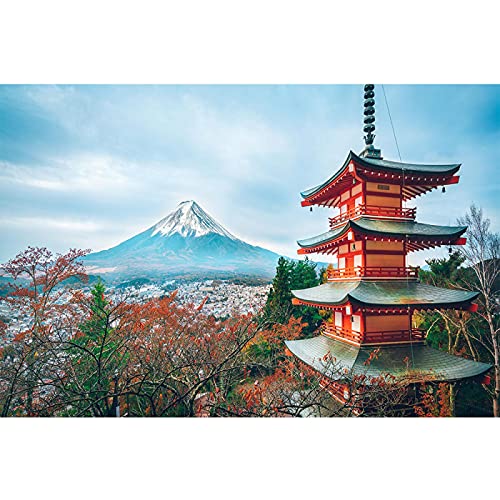 QITEX Wandbilder Schlafzimmer (50x70cm) Kein Rahmen Abstrakte Kunstdruckee Berg Fuji Japanischer Tempel Im Herbst Landschaft leinwand bilder für Wohnzimmer Home Wand Deko Bilder von QITEX