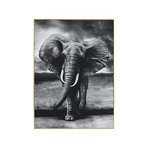 QITEX Wandbilder Schlafzimmer Gemälde auf Leinwand Elefant Schwarz und Weiß Tier Wandkunst Non-Woven Bild Kunst Büro Wohnzimmer Wohnkultur 50x70cm Kein Rahmen von QITEX