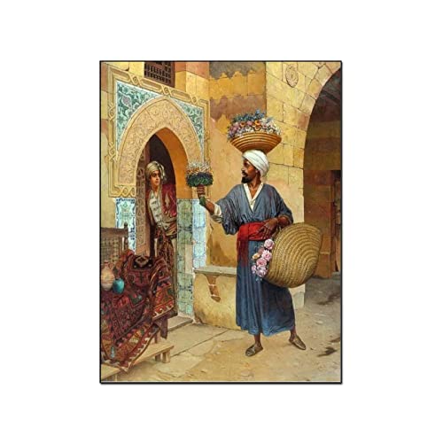 QITEX Wandbilder Schlafzimmer Klassische arabische Leben Landschaft Poster Vintage Orientalischer Basar Wand Gemälde Leinwand Malerei Poster für Wohnzimmer Schlafzimmer Dekor 40x60cm (Kein Rahmen) von QITEX