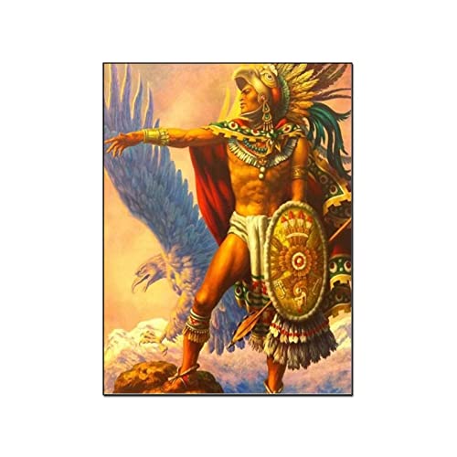 QITEX Wandbilder Schlafzimmer Mexikanische Gemälde Ölgemälde auf Leinwand Aztekischer Krieger Dekoration Raum Ästhetisches Poster Leinwand Bild poster & kunstdrucke Wandkunst 40x60cm (Kein Rahmen) von QITEX