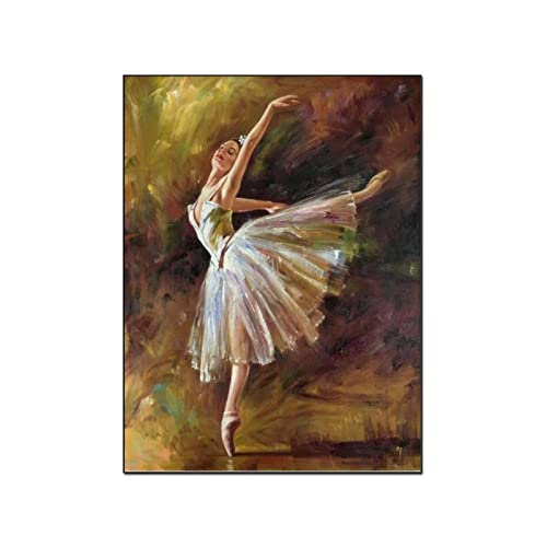 QITEX Wandbilder Wohnzimmer 50x70cm Kein Rahmen Wanddekoration Gemälde Edgar Degas Moderne Ballerina Leinwand Gemälde Charakter Tanz Weibliche Gemälde Schlafzimmer Wohnzimmer von QITEX