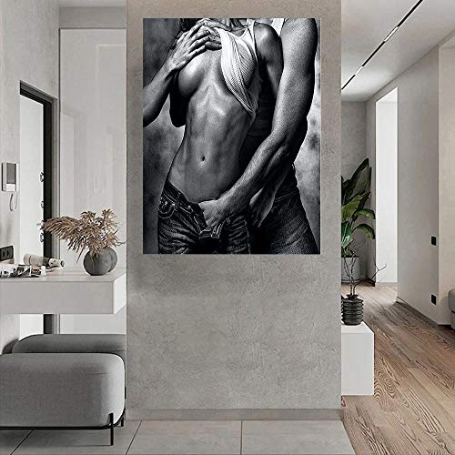 QITEX Wandbilder Wohnzimmer Männer Frauen Sexy Nacktes Paar Poster Sexy Nacktbild Paar Liebe Wandkunst Gemälde Leinwanddrucke Wohnzimmer Schlafzimmer Dekor 40x60cm Kein Rahmen von QITEX