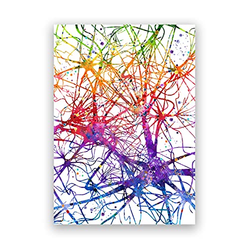 QITEX Wandkunst Wohnzimmer Abstrakte Nervenleinwand Malerei Neurologie Gehirn Nervenzelle Wissenschaft Poster Drucke Wandkunst Bilder für Wohnzimmer Dekor 50x70cm Kein Rahmen von QITEX