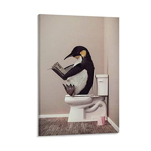 QITEX Wohnzimmer Deko Modern Tier Toilette Print Poster Schwarz Weiß Pinguin Zebra Malerei Moderne Nordische Wandkunst Bild Badezimmer Leinwand Kunst Poster 40x60cm Kein Rahmen von QITEX