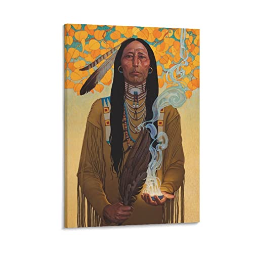 Wandbilder Wohnzimmer Amerikanische Ureinwohner Indianer Wand Bilder Feder Bilder Poster Leinwand Wand Bilder Kunstdruckee Bilder 50x70cm Kein Rahmen von QITEX