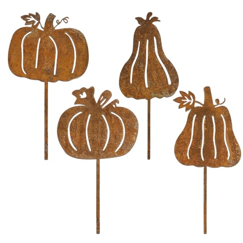 QITHGYD 4er Set Rostige Kürbis Gartenstecker, Herbst Deko Kürbis Outdoor Dekoration, Metall Kürbis Roststecker für Garten Balkon Terrasse, Halloween Herbstdeko, Rost Deko Herbst für Gartengestaltung QITHGYD 4er Set Rostige Kürbis Gartenstecker, Herbst Deko Kürbis Outdoor Dekoration, Metall Kürbis Roststecker für Garten Balkon Terrasse, Halloween Herbstdeko, Rost Deko Herbst für Gartengestaltung von QITHGYD