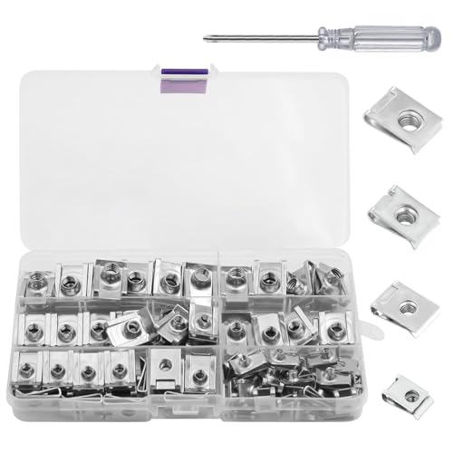 100 Stück Blechmutter, U-Typ Blechmuttern mit Kreuzschlitzschraubendreher, M4/M5/M6/M8 Blechmuttern Sortiment Set, Edelstahl Gewinde Clip Mutter, Mutter Clip Kit für Auto Karosserieschrauben Muttern 100 Stück Blechmutter, U-Typ Blechmuttern mit Kreuzschlitzschraubendreher, M4/M5/M6/M8 Blechmuttern Sortiment Set, Edelstahl Gewinde Clip Mutter, Mutter Clip Kit für Auto Karosserieschrauben Muttern von QITIXI:OU