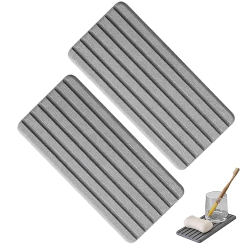 2 Wasserabsorbierende Untersetzer und Wasserabsorbierende Matte verwendet - Untersetzer Matte Wasserabsorbierender Stein für Spüle für Häuser und Küchen Badezimmer Arbeitsplatte, Desktop wasserdichte von QITIXI:OU