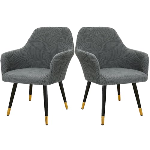 2er Stuhlhussen mit Armlehne - Stretch Stuhlbezug, Esszimmerstuhlbezug Hochlehner Stuhlbezug Abnehmbare Waschbar Stuhl Bezug Stuhlbezüge, Stuhlhussen Bezüge Universal für Esszimmer Bürostuhl von QITIXI:OU