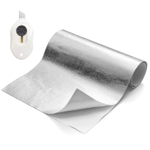 Aluminisierte Hitzeschutzmatte - 30 x 200 cm Alu Hitzeschutz Aluminium Platte, Alu-Fiberglas Thermische Barriere, Hitzeschutzfolie Selbstklebend Mit Cuttermesser für Schlauch Rohrisolierung, Silberne Aluminisierte Hitzeschutzmatte - 30 x 200 cm Alu Hitzeschutz Aluminium Platte, Alu-Fiberglas Thermische Barriere, Hitzeschutzfolie Selbstklebend Mit Cuttermesser für Schlauch Rohrisolierung, Silberne von QITIXI:OU