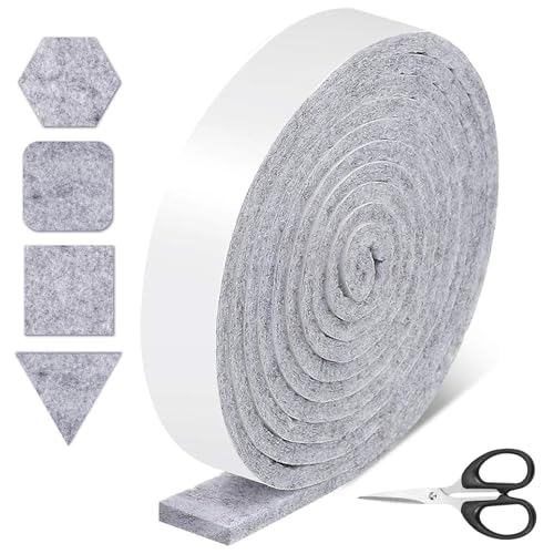 Filzband Selbstklebend, 5M*3CM*0.4CM Selbstklebendes Filzband, Breit Leicht Zuschneidbar Filzgleiter Rolle, Strapazierfähiges Filzband, Filzstreifen Zum Stühle Möbel Oder Fenster Kondensationsabsorber von QITIXI:OU