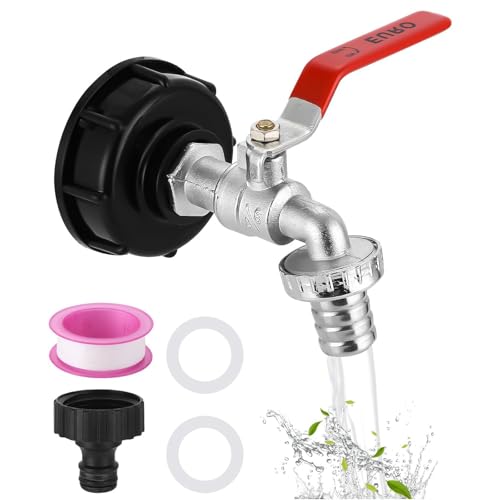 IBC Auslaufhahn, 3/4 Zoll Wasserhahn Garten, 1000 Liter Tankhahn, ibc Container Auslaufhahn, aus Alu-Kugelhahn mit 3/4 Zoll Anschluss IBC Adapter für Tankhahn, Regenwassertank IBC Tankarmatur von QITIXI:OU