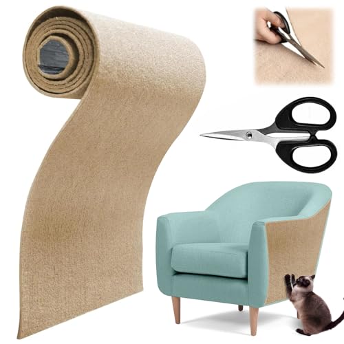Katzen Kratzmatte Selbstklebend 200cm x 40cm - Kratzmatte Katze Wand, Kratzschutz Sofa Katze, Kratzfolie Katzen Selbstklebend, DIY Trimmbarer Katzen Kratzmatte für Schützt Teppiche Sofa Möbelschutz von QITIXI:OU