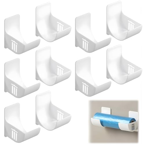 Küchen organizer, 10 Stück Nein Stanzen Küchen Organizer, Weiß Müllbeutelhalter Wandmontierter, Wandmontierter Trash Bag Kitchen Organizer für Aufbewahrung&Organisation, Küchen Zubehör Ordnungssystem von QITIXI:OU